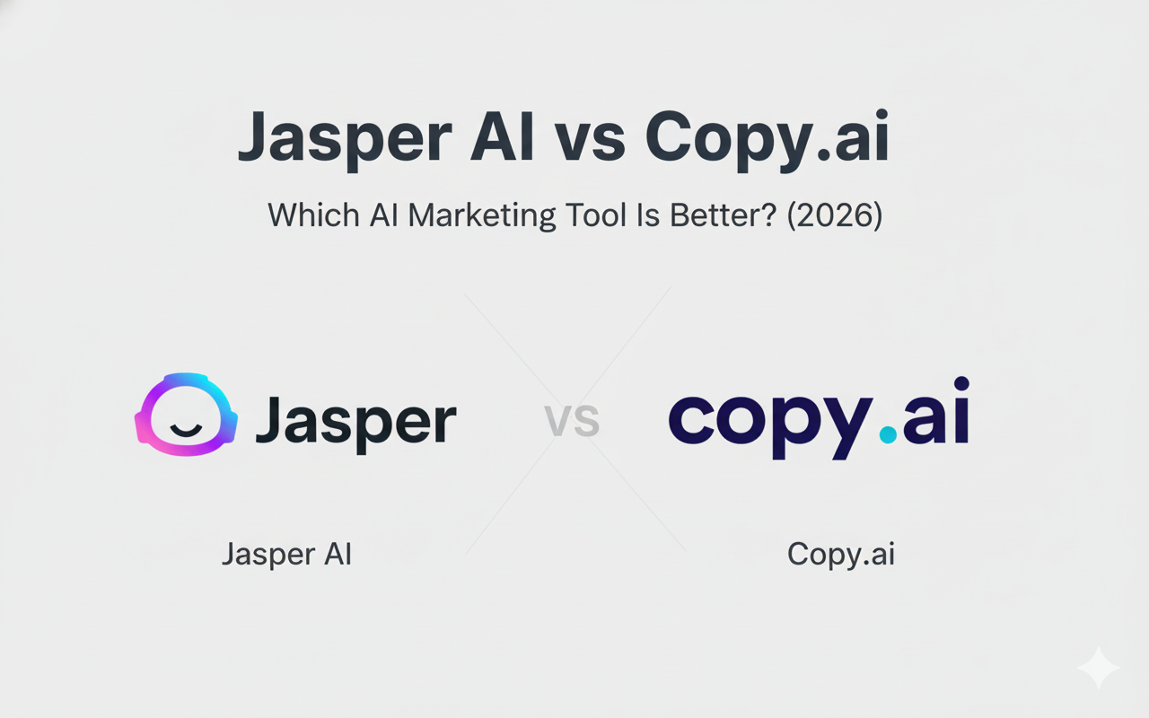 Jasper AI vs Copy.ai comparison showing differences between AI marketing tools in 2026