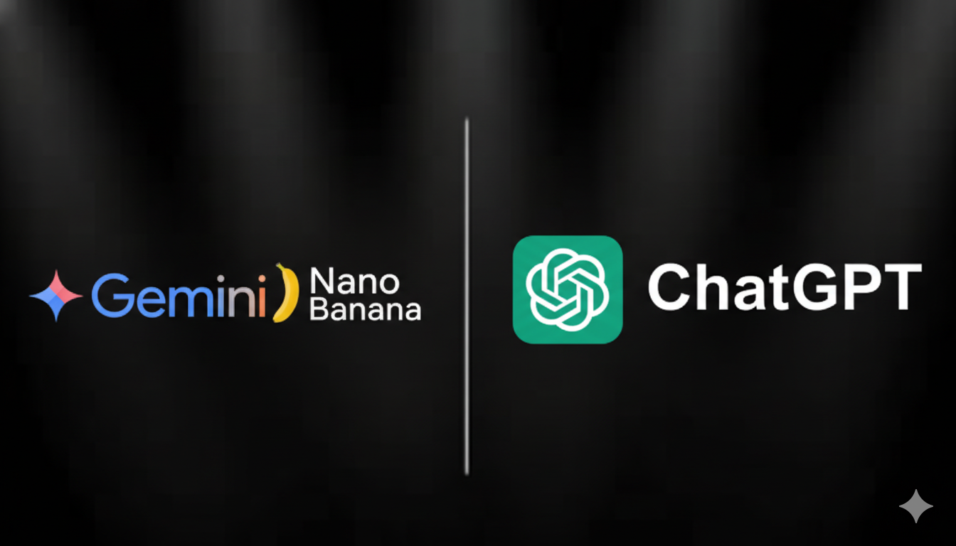 Nano Banana vs ChatGPT comparison showing image-first AI versus text-first AI assistant